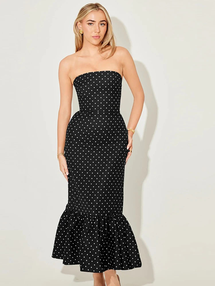 Veloria Dot Strapless Maxi