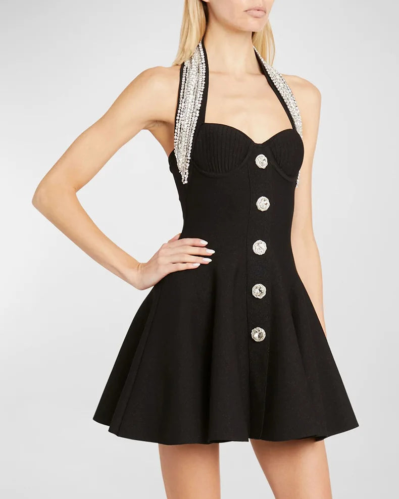 Celira Rhinestone Halter Mini