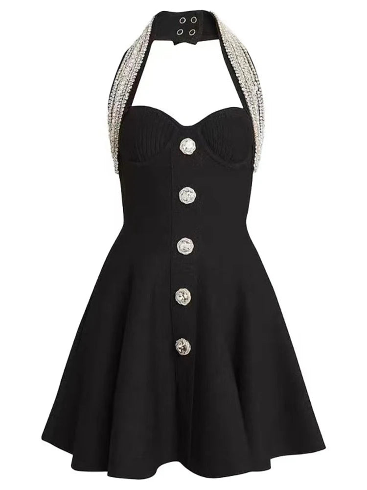 Celira Rhinestone Halter Mini