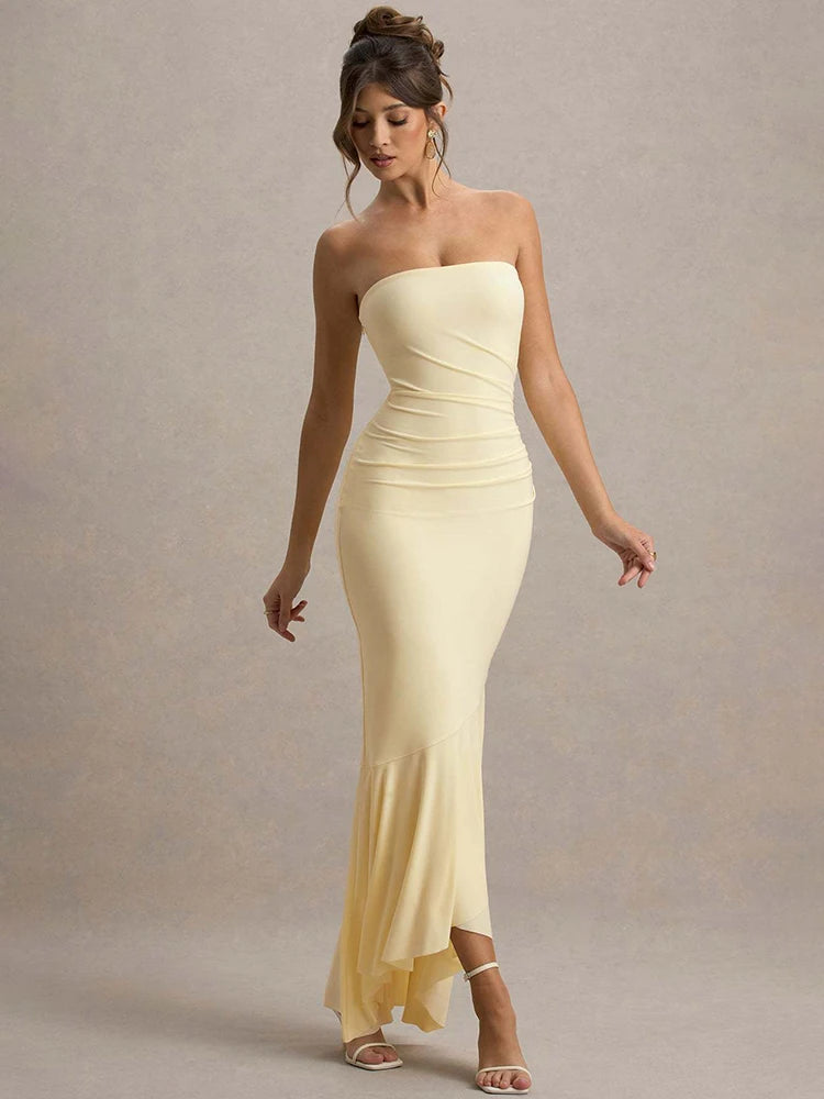 Veyona Pleated Bodycon Maxi