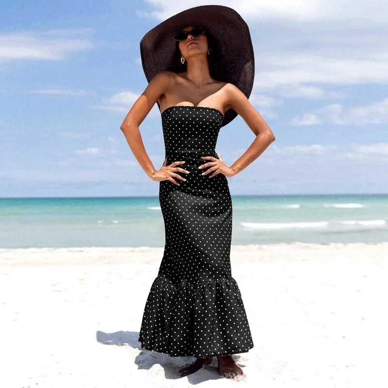 Veloria Dot Strapless Maxi