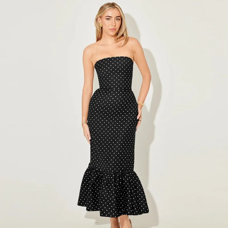 Veloria Dot Strapless Maxi