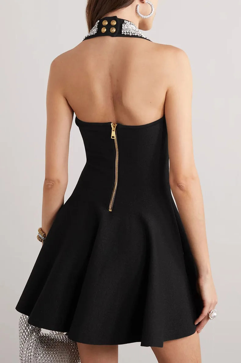 Celira Rhinestone Halter Mini