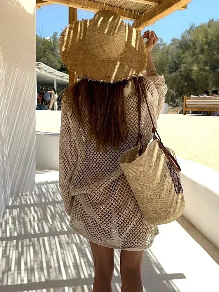 Crochet beach mini dress- Bonita