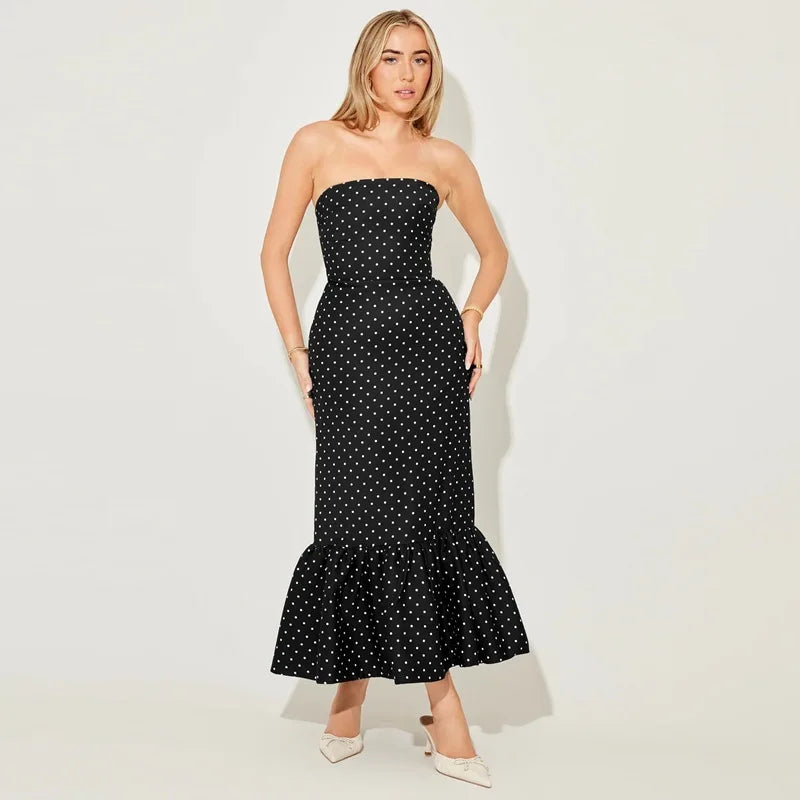 Veloria Dot Strapless Maxi