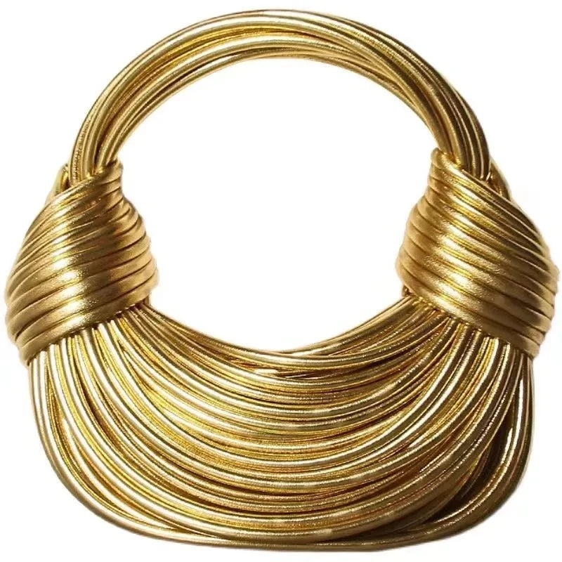 Handbags metallic woven rope bag- Coral