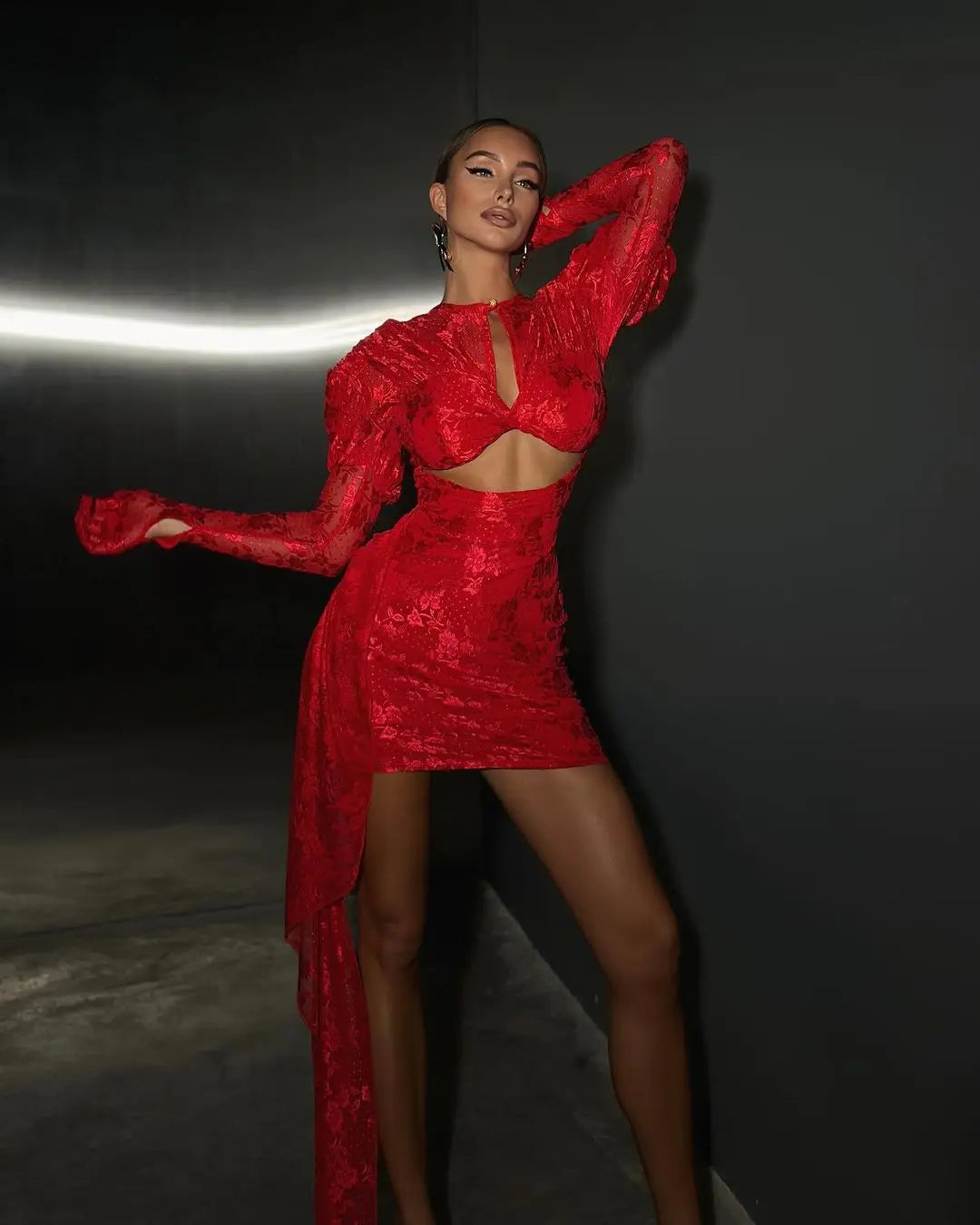 Crimson Lace Dress