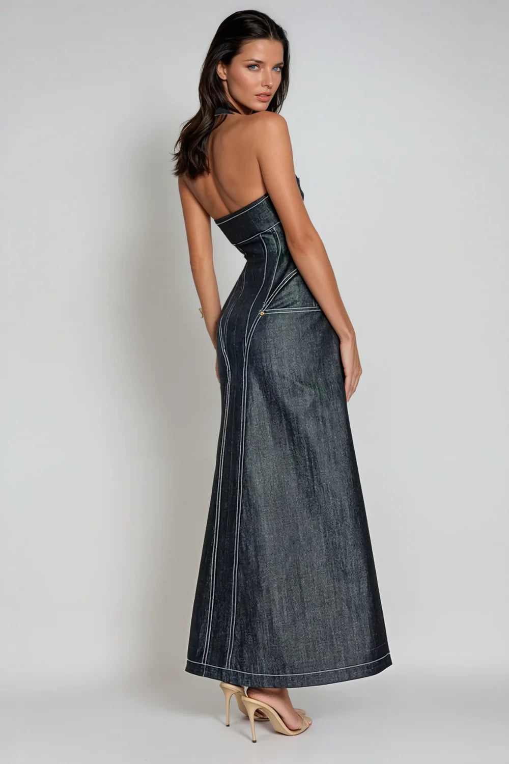 Havana Denim Halter Gown