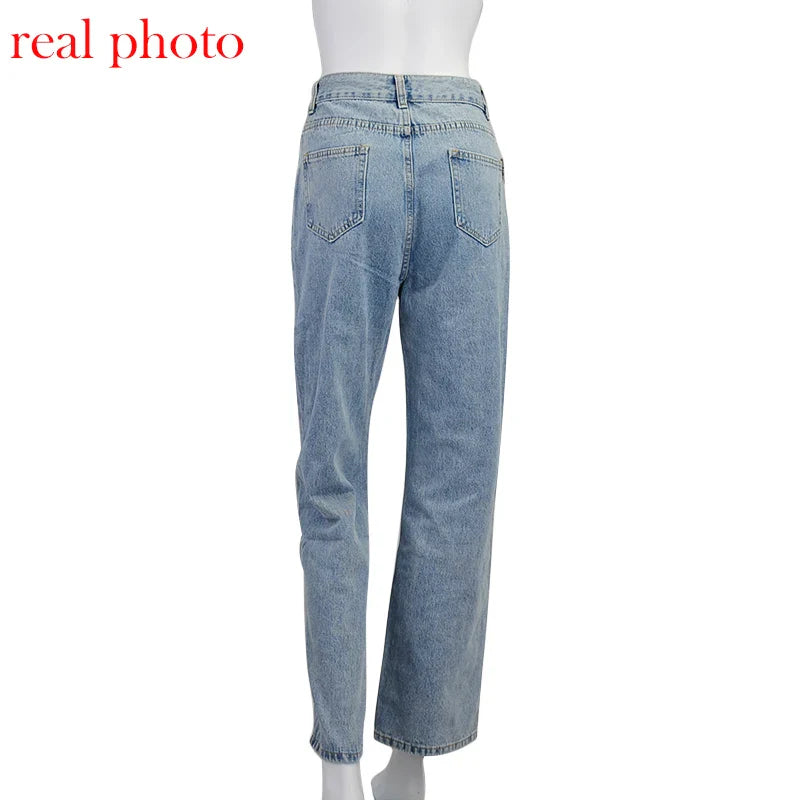 High-Waist Straight Leg Jeans- Neo