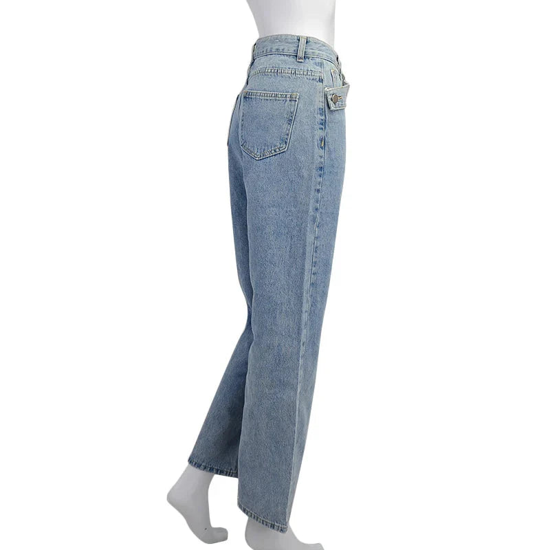 High-Waist Straight Leg Jeans- Neo