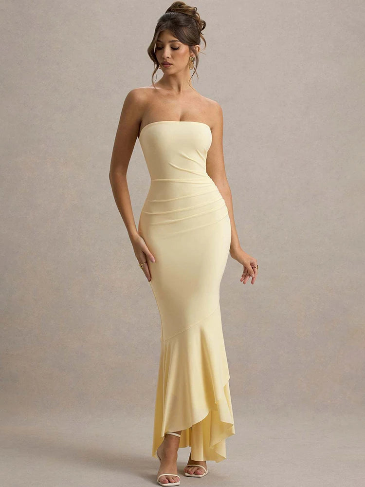Veyona Pleated Bodycon Maxi