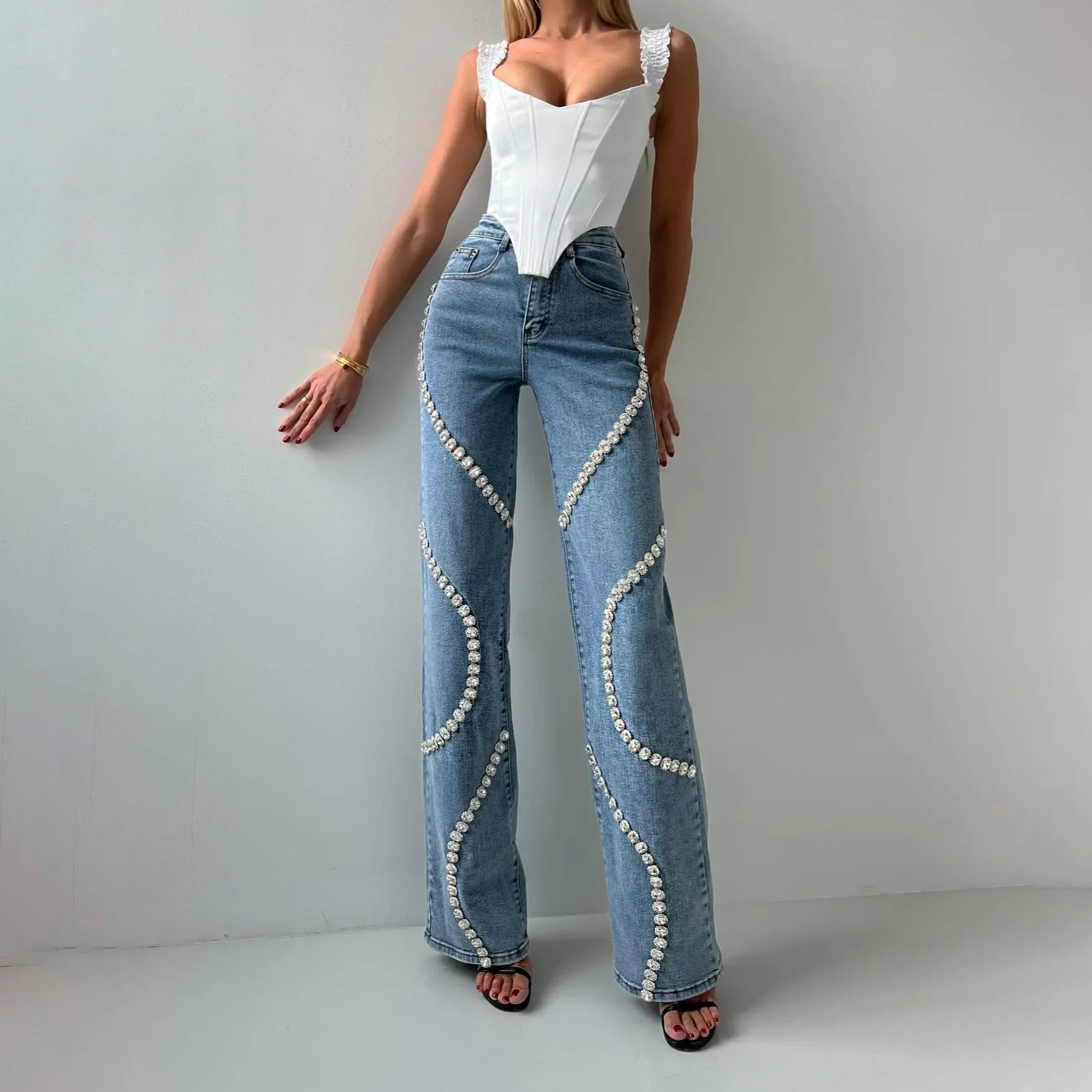 Diamonds Straight Leg Jeans- mika