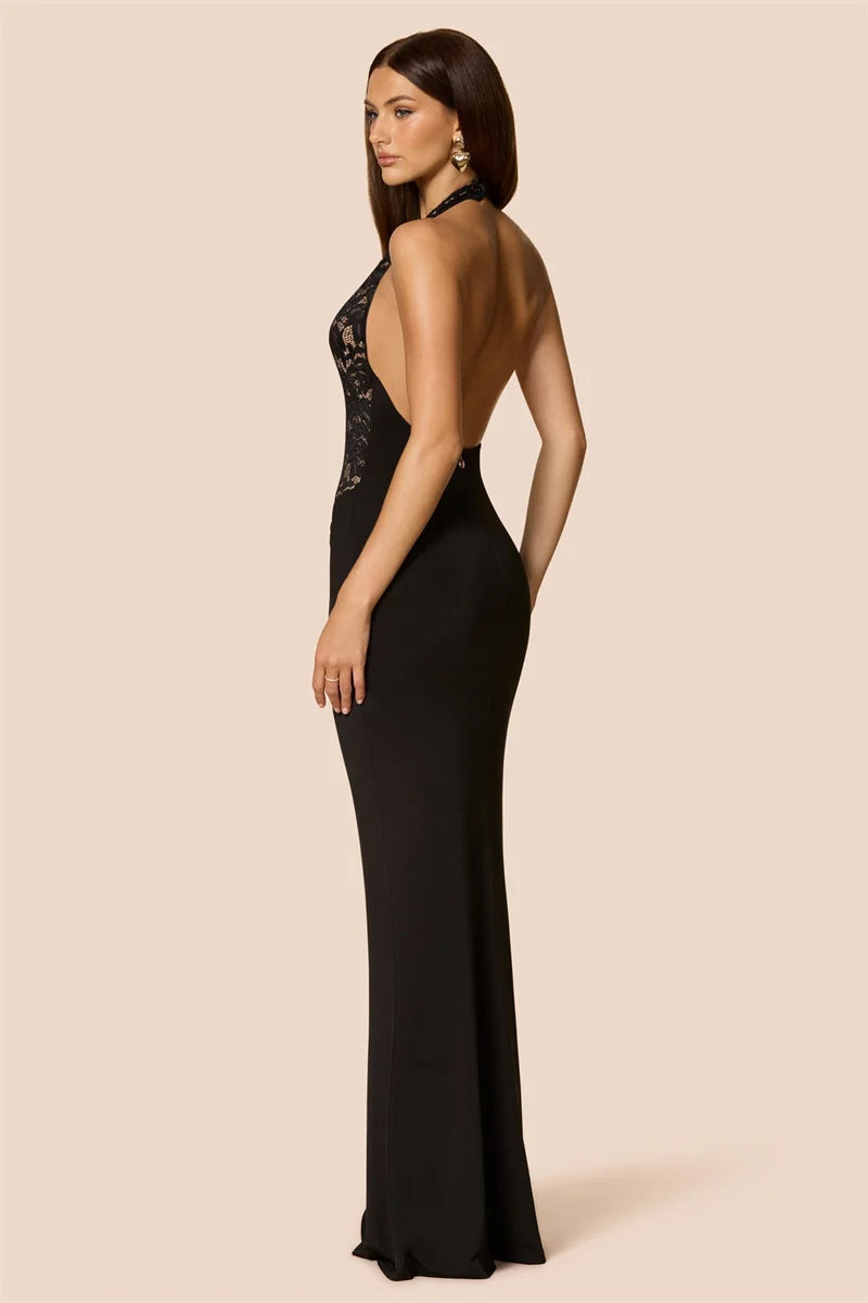 Zeraphine Lace Halter Maxi