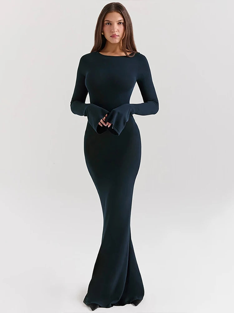 Elegant backless maxi dress for women.