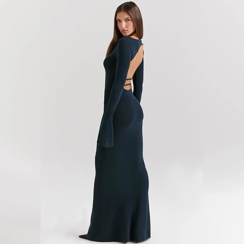 Elegant backless maxi dress for women.