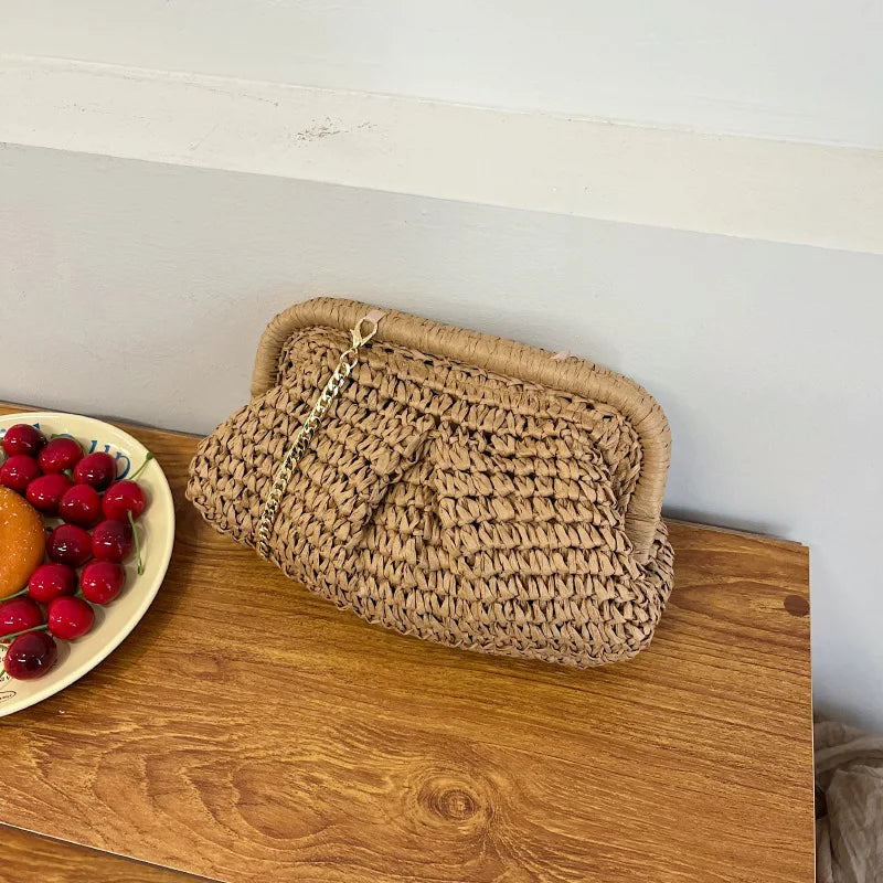 Woven straw shoulder bag- Laura