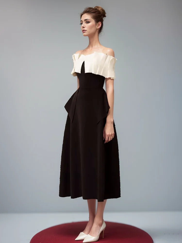 Lorena Contrast Patchwork Midi