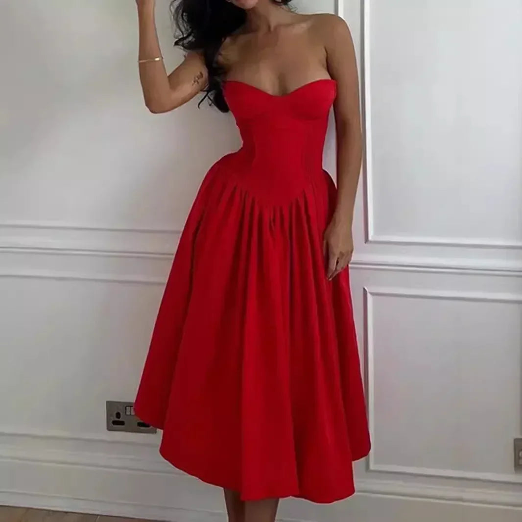 Red Charm Strapless Dress