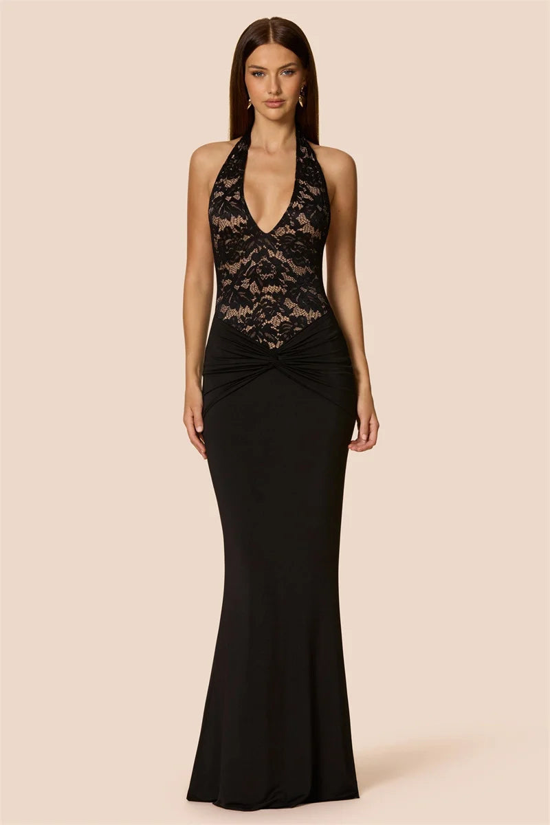Zeraphine Lace Halter Maxi