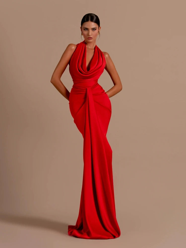 Valencia Red Draped Gown