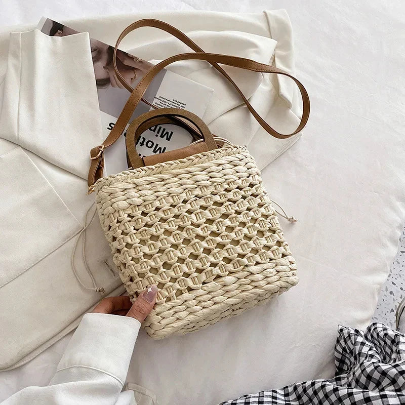 Elegant Square Straw Bag- Miami