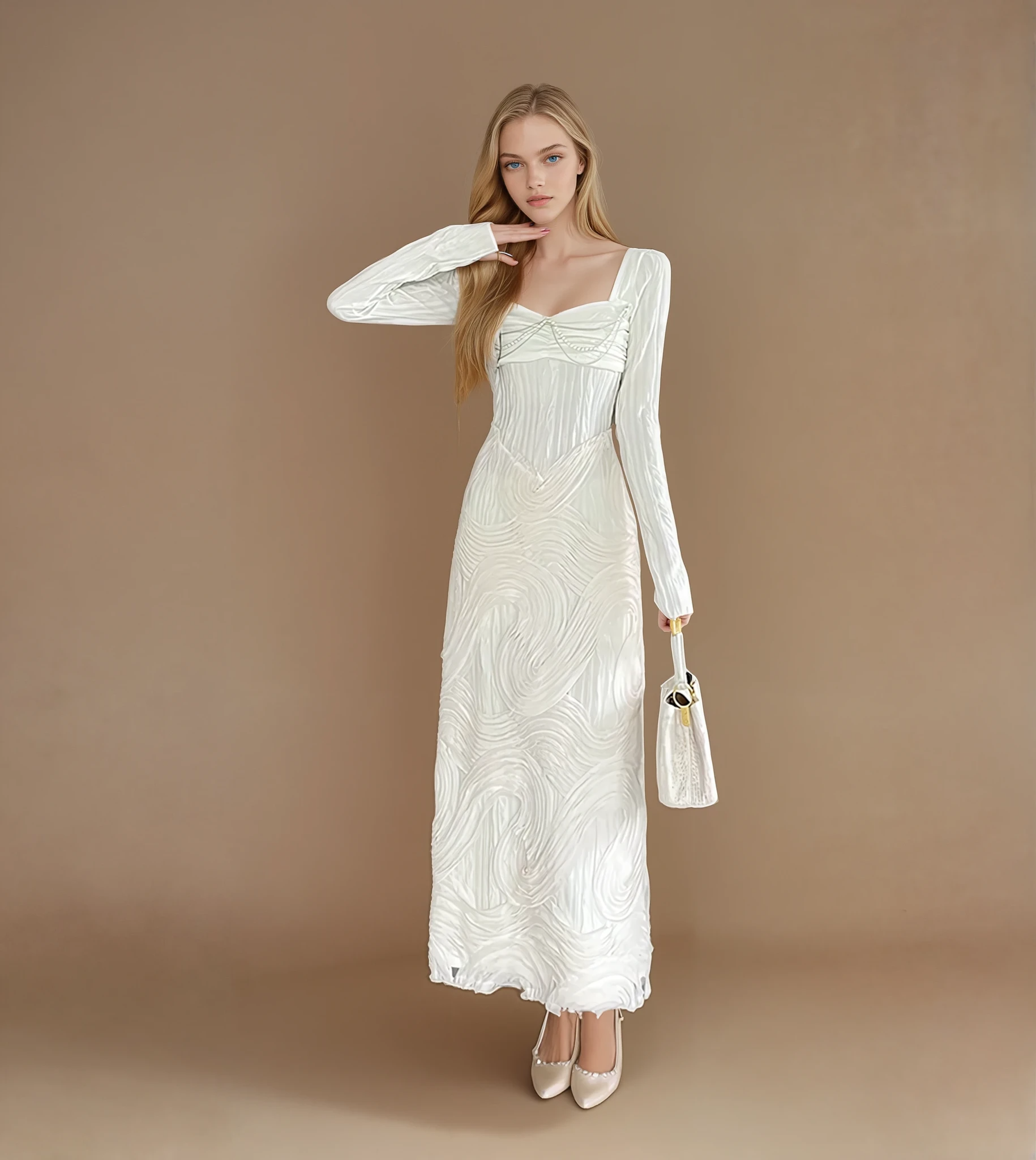 Elaria White Texture Gown