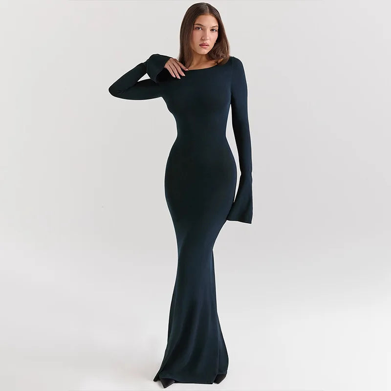 Elegant backless maxi dress for women.