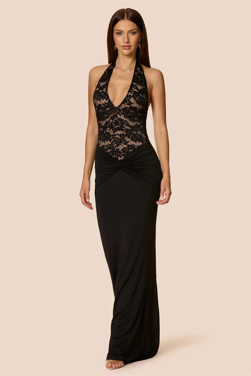 Zeraphine Lace Halter Maxi