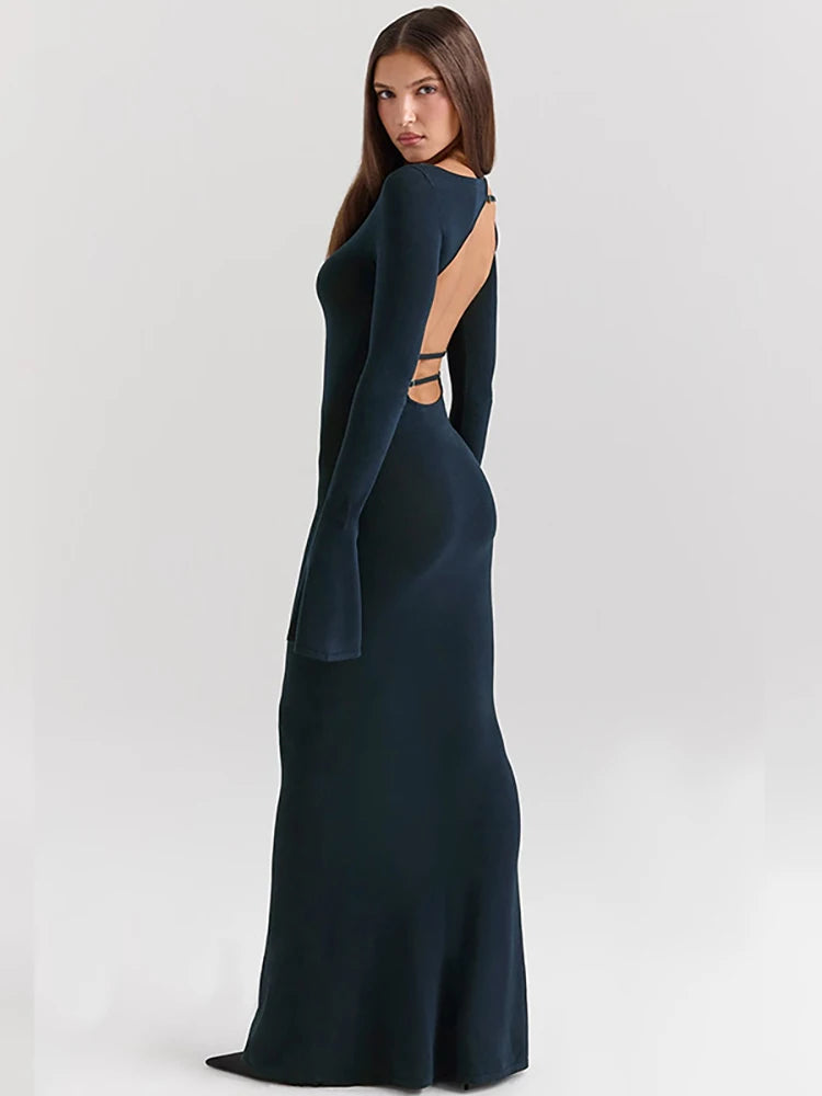 Elegant backless maxi dress for women.