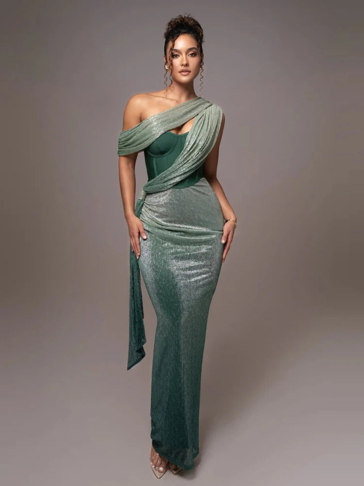 Serenique Glitter Corset Gown