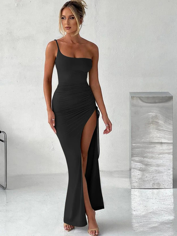 Drawstring Slit Dress - Santorini