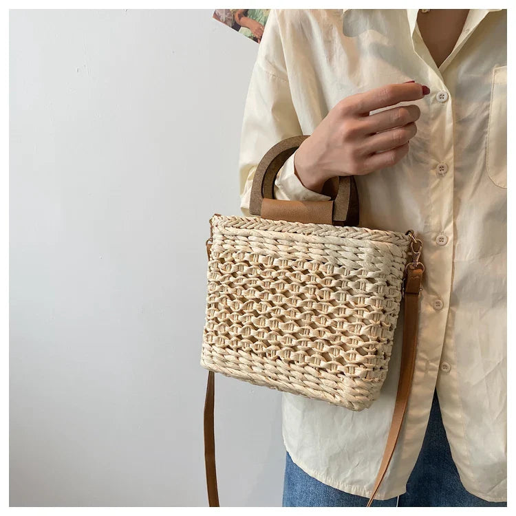 Elegant Square Straw Bag- Miami