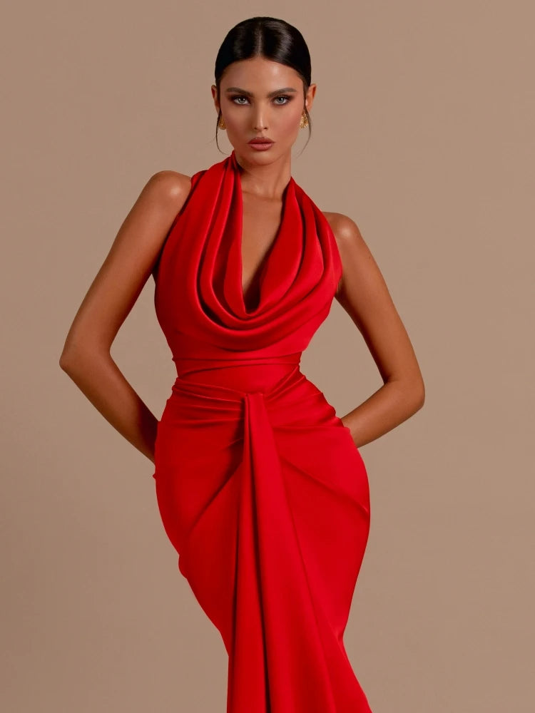 Valencia Red Draped Gown