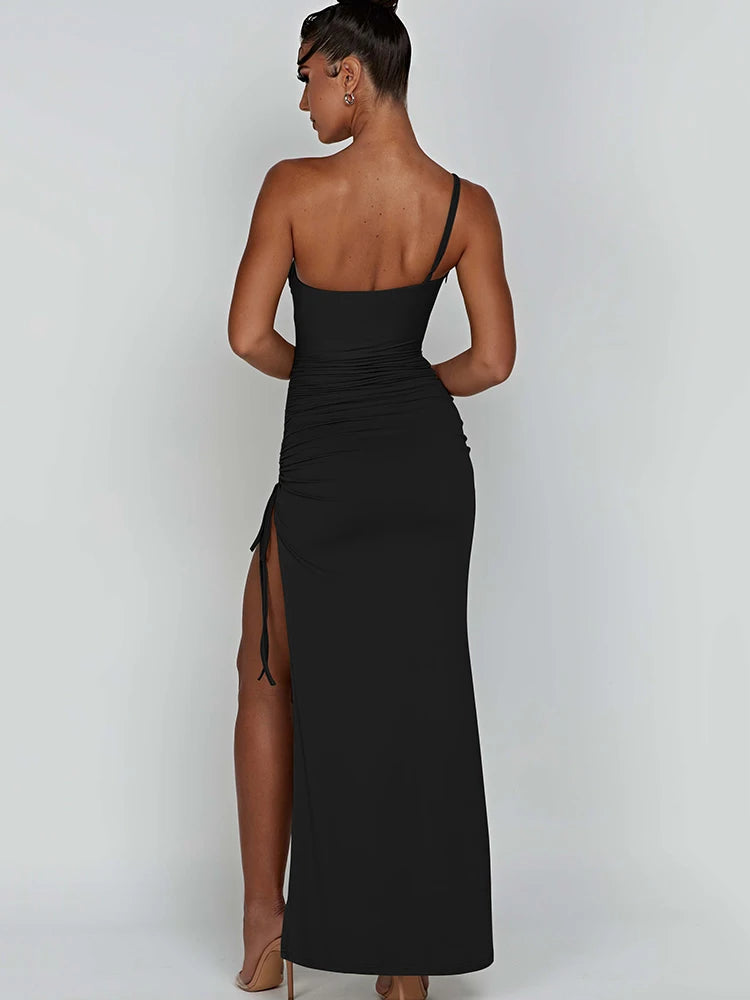 Drawstring Slit Dress - Santorini