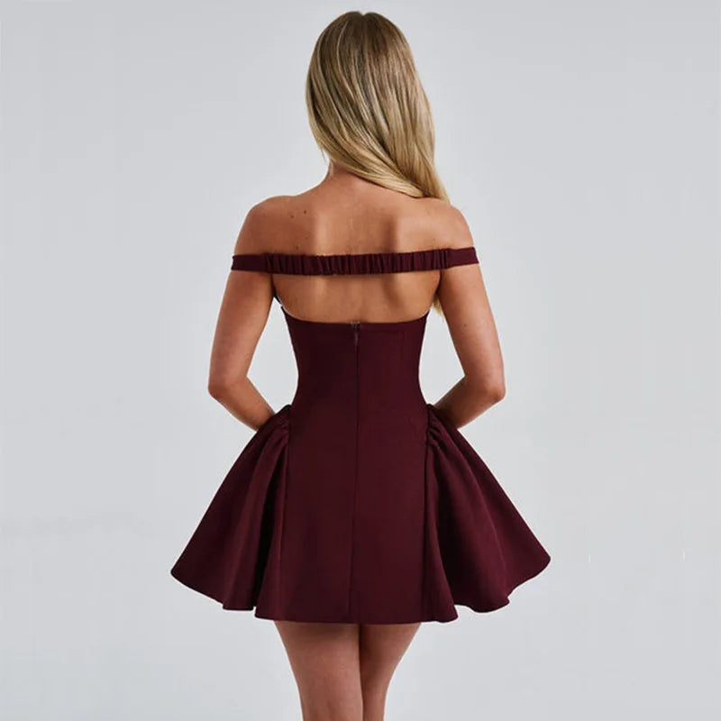 Elegant Red Off-Shoulder Mini Dress