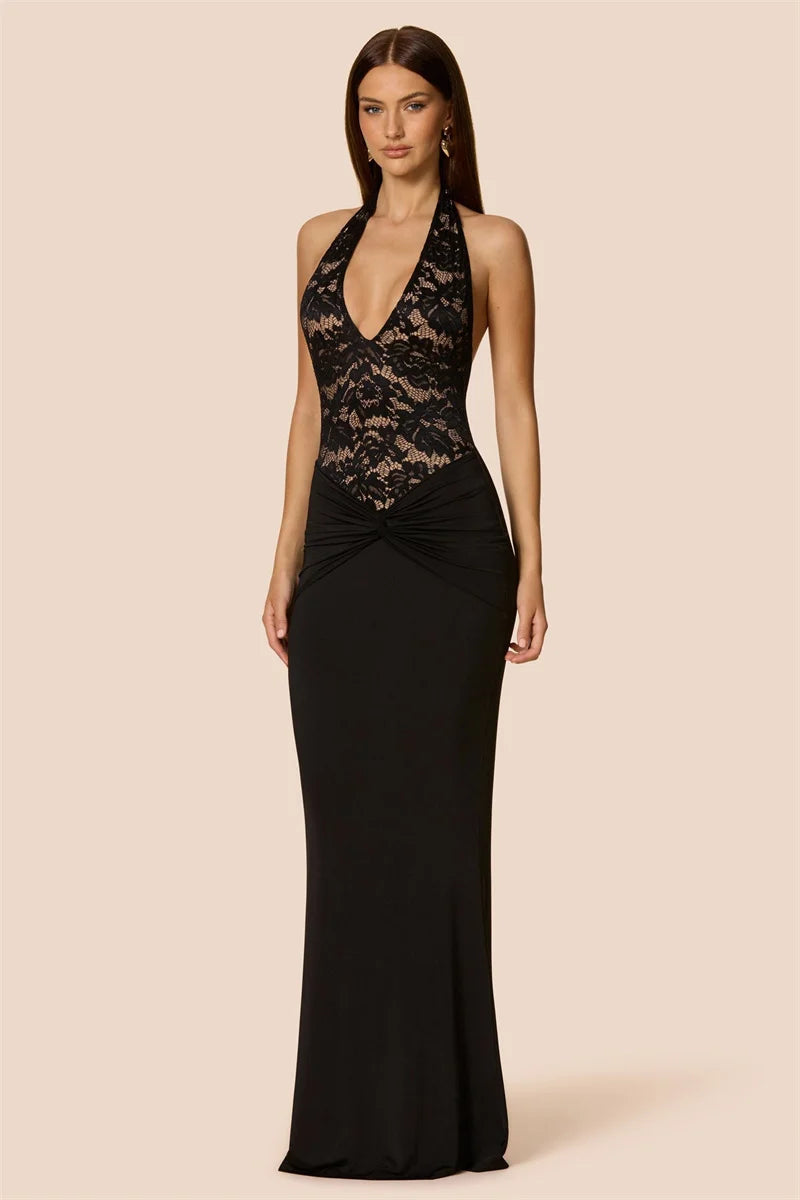 Zeraphine Lace Halter Maxi