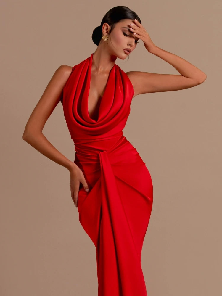Valencia Red Draped Gown