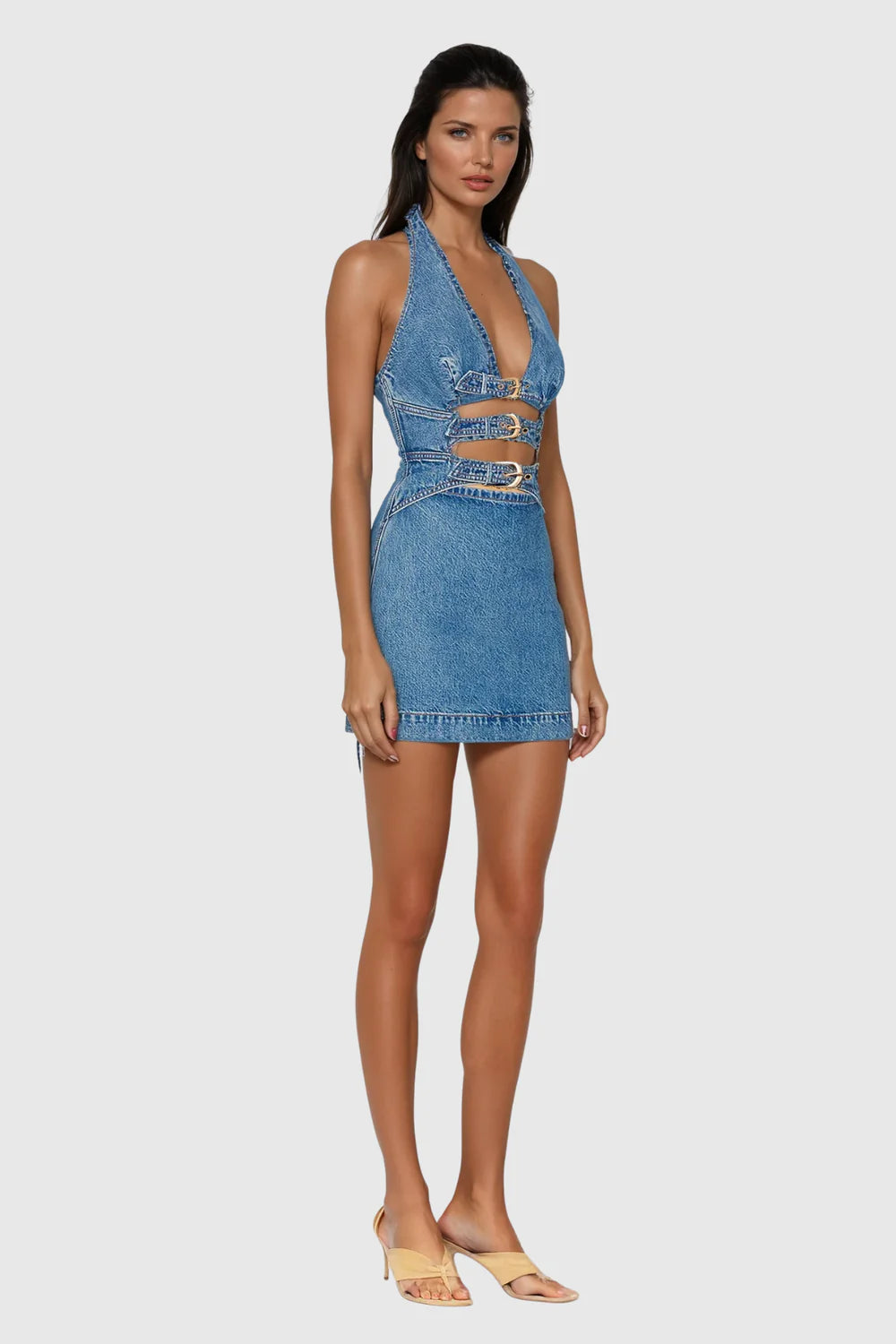 Indigo Buckle Halter Mini