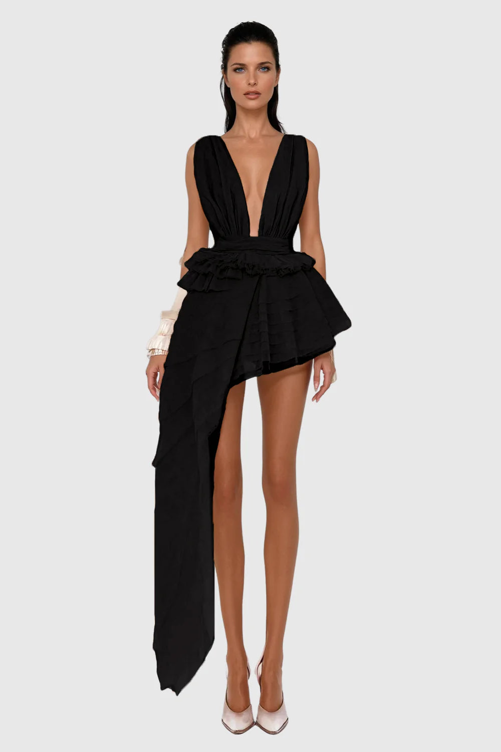 Aureline Sheer Asymmetrical Gown